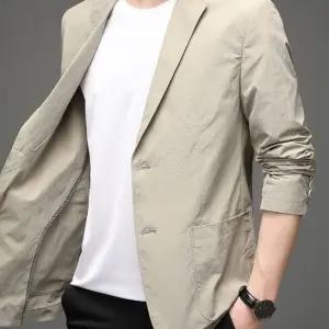 남성 캐주얼 통기성 코트 얇은 솔리드 슬림핏 재킷 홑겹 봄가을 가벼운 정장 이지룩 정장재킷 admr1