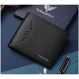 WILLIAMPOLO 윌리엄폴로 맨즈 블랙 엠보 가죽 반지갑
