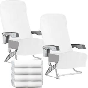 Klmnop 6개 일회용 비행기 좌석 커버 부직포 및 팔걸이 자동차 기차 영화관용 휴대용 보호대 흰색