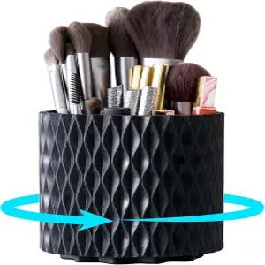 이마크마시온 360° 회전 메이크업 브러시 홀더 5슬롯 화장품 정리 컵 책상 및 욕실 조리대 블랙