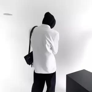 코아픽샵 남자 키작남 정장 자켓 시크 반카라 화이트 패드 코트 남한판 캐주얼 루즈핏 싱글 꾹1