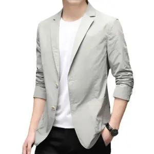 코아픽샵 남자 키작남 정장 자켓 봄가을 캐주얼 슬림핏 솔리드 통기성 홑겹 이지룩 얇은 코트 가벼운 꾹1