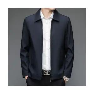 코아픽샵 검정 남성용 여름 캐주얼 키작남 재킷 루즈핏 정장 칼라 스탠드 지퍼 탑 봄가을 바람막이 꾹1