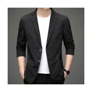 코아픽샵 남성 캐주얼 봄가을 얇은 솔리드 정장 키작남 트렌드 상의 럭셔리 자켓 코트 고급스럽고 꾹3