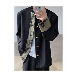 코아픽샵 남자 코트 키작남 춘추 양복 차이나 정장 자켓 프린트 꾹3