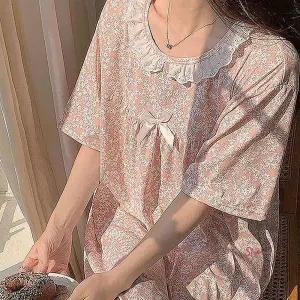 잔꽃 플라워 반팔 파자마 원피스 잠옷nop679