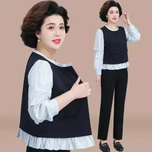 밴널스샵 여사친 페이크 투피스 코트 긴팔 쇼트 자켓 봄가을 레이스 상의 스웨터 블라우스 HO3