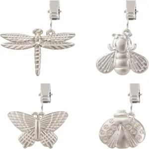 야외 정원 파티 피크닉 테이블 커버를 위한 금속 테이블보 클립 클램프가 포함된 웨이트 4팩 전체