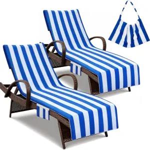 라운지 의자 타월 커버 2팩 체이스 부드럽고 흡수력이 뛰어난 마이크로파이버 비치 수영장 야외용 83인치 X