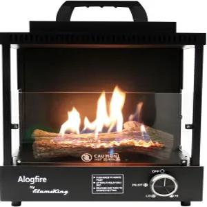 플레임 킹 ALOGFIRE 프로판 앰비언트 통나무 벽난로 히터 깨끗하고 무연으로 춤추는 불꽃 실내외 캠핑족