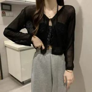 유니크 숏 스트링 가슴 시스루 아우터 여름 망사 가디건 원픽