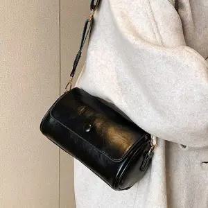 원통 XEN383Y5 레더 크로스백 블랙 여자가방 숄더백 가죽가방