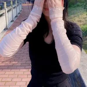 ( )여성 손등 팔 여름 운전용 레이스 꽃무늬 쿨토시 핑크 자외선차단