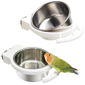 앵무새 사료 그릇 케이지용 호환 스테인리스 스틸 스텐 급식기 물통 클램프 홀더가  새장용