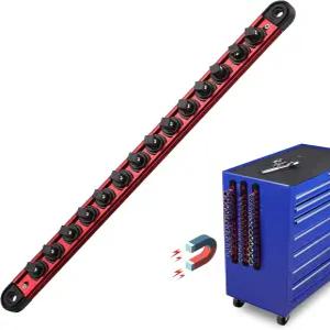 자석 소켓 홀더 정리함 세트 공구 상자 서랍용 3/8 분리형 트레이 자동차 정비소 차고용 14피스 표준 크기