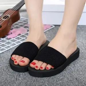 여성 원컬러 블랙 여름 휴가 편한 슬리퍼 HL05N
