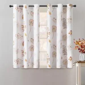 XTMYI 번드 오렌지 주방 커튼 45인치 길이 보호 컬러풀 쇼트 80 암막 작은 창문 2종 패널 세트