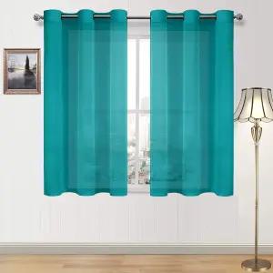 DWCN 세미 시어 커튼 그로밋 탑 윈도우 침실 거실용 인조 린넨 룩 보일 투명 솔리드 세트 46 x 54 인치