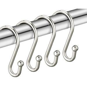 욕실용 니켈 샤워 커튼 후크, 방청 링, 욕실 커튼, 의류, 수건 등을 위한 장식용 후크 12종 세트