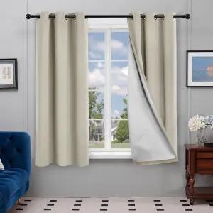침실 그로밋용 데코노보 암막 커튼용 고체 단열 열 차단 방 다크닝 에너지 절약 2 패널 라이트 베이지 42W