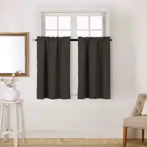 주방 욕실 거실용 막대 포켓이 있는 이지 홈 2 패널 암막 티어 커튼 단열 모든 작은 창문을 위한 차광
