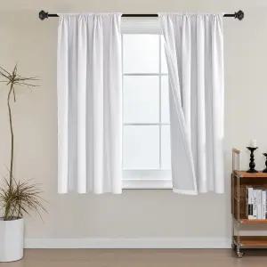 H.VERSAILTEX 프리미티브 100 암막 커튼 막대 포켓 열 45인치 길이 방음 2개 패널 흰색 라이너 에너지 절약