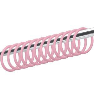 Mabor 12팩 핑크 샤워 커튼 후크, 욕실용 플라스틱 스냅 링, 장식용 원형 행거 간편한 설치, 미끄럼 방지 잠금 장치, 표준 막대에 맞습니다