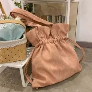 여자 코듀로이 버킷 숄더백 에코백 스트링 캐주얼