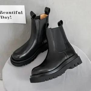 [라일리] Rly 여성 첼시 부츠 여성 통굽 부츠 소가죽 앵클 데