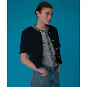 GCUT 트위드 반팔 포켓 자켓 _네이비_7215210304 401497