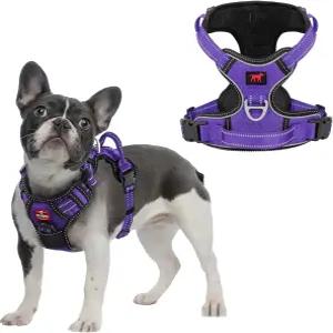터프 퍼퍼 노 풀 이지 워크 개 하네스 헤비 듀티 애완동물 조끼 앞뒤 목줄 클립 강력한 안전 손잡이 반사