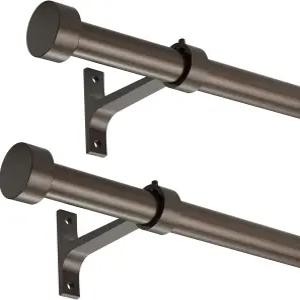 윈도우 16-28인치용 2팩 커튼봉 프리미엄 알루미늄 엔드 캡 피니셜 및 풀 서라운드 브래킷이 있는 조절