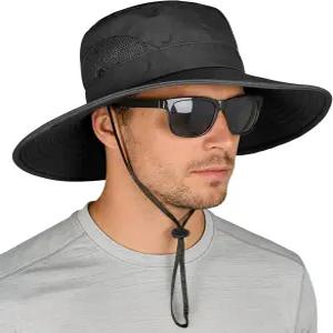 남성 여성용 ZOORON 선햇 와이드 브림 사파리 모자 UV 프로텍션 UPF50 낚시 하이킹 캠핑용 방수 부니