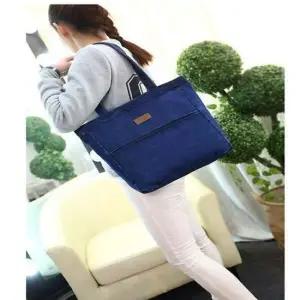 캐주얼 데일리 깔끔한 데님 여성 빅 지퍼 숄더백