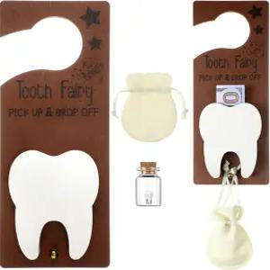 치아 요정 선물 홀더 가방 도어 행거 키트 매장 분실 보관함 부활절 세계 구강 의 날 클래식 흰색