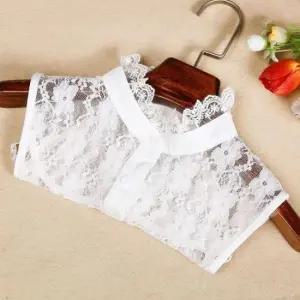 레이스 차이나 페이크카라 블라우스카라 플라워패턴