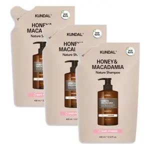 쿤달 네이처 샴푸 리필팩, 베이비파우더, 400ml, 3개