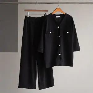 (안나앤플러스) 골드 버튼 티셔츠 세트[세트DF442] 빅사이즈