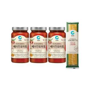 청정원 베이컨토마토 파스타소스 600g, 3개 + 스파게티면 500g, 1개