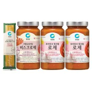 청정원 파스타소스, 로제, 600g, 2개 + 비스크로제, 600g, 1개 + 스파게티면, 500g, 1개