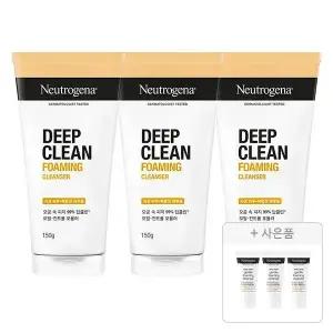 뉴트로지나 NEW 딥클린 포밍 클렌저 150g, 3개 + 증정(젠틀폼 클렌저 10g, 3개)
