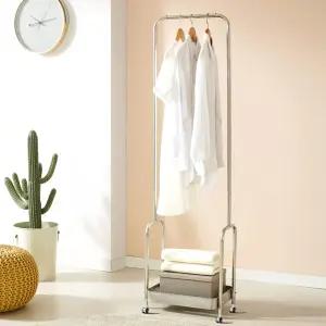 KM-R6703SS 스탠드 미드센츄리 수납 스테인리스트롤리 행거 1단 400 다용도 스탠드 옷걸이 미니 옷장 선반