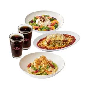 [더플레이스] 가리비 관자 올리오+리코타 프루타 샐러드+클래식 라자냐+탄산음료 2개