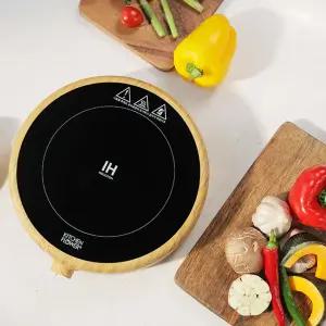 [홈쇼핑정품] 키친플라워 IH 1구 우드 원형 인덕션 KF-1021D+ 후라이팬/ 2000W 전기스토브 전기레인지