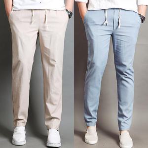 남성 여름 슬랙스 마바지 여름 린넨바지 반바지 와이드