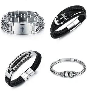 남자팔찌 써지컬스틸 가죽팔찌 명품 브레이슬릿 Bracelet