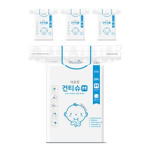 물따로 대용량 건티슈 M 4팩(200매x4팩) / 일회용 손수건