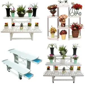 인테리어 화분 정리대 선반/이동식 물받이 화분대 받침대 진열대 거치대 베란다 화분대 스탠드 테이블