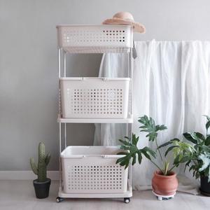 이동식 빨래바구니 수납형 더블와이드 3단 B형
