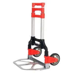 접이식 핸드카트 최대 적재량 70KG 와이어포함 HCW70 레드